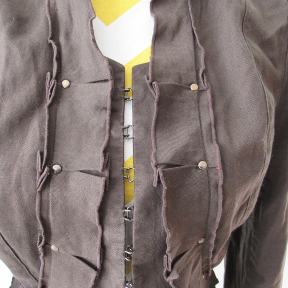 CLUB MONACO Stand Collar Hook Closure Studs Pleated Top Shirt Size XS - Picture 3 of 6